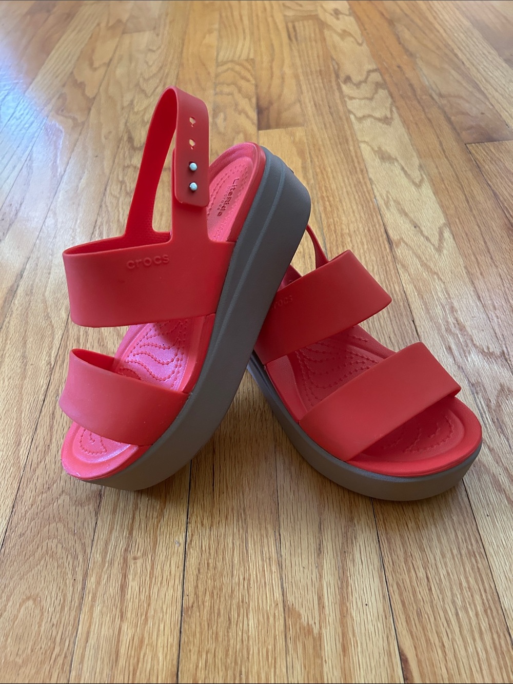 CROCS Women's Coral Red Platform Sandal